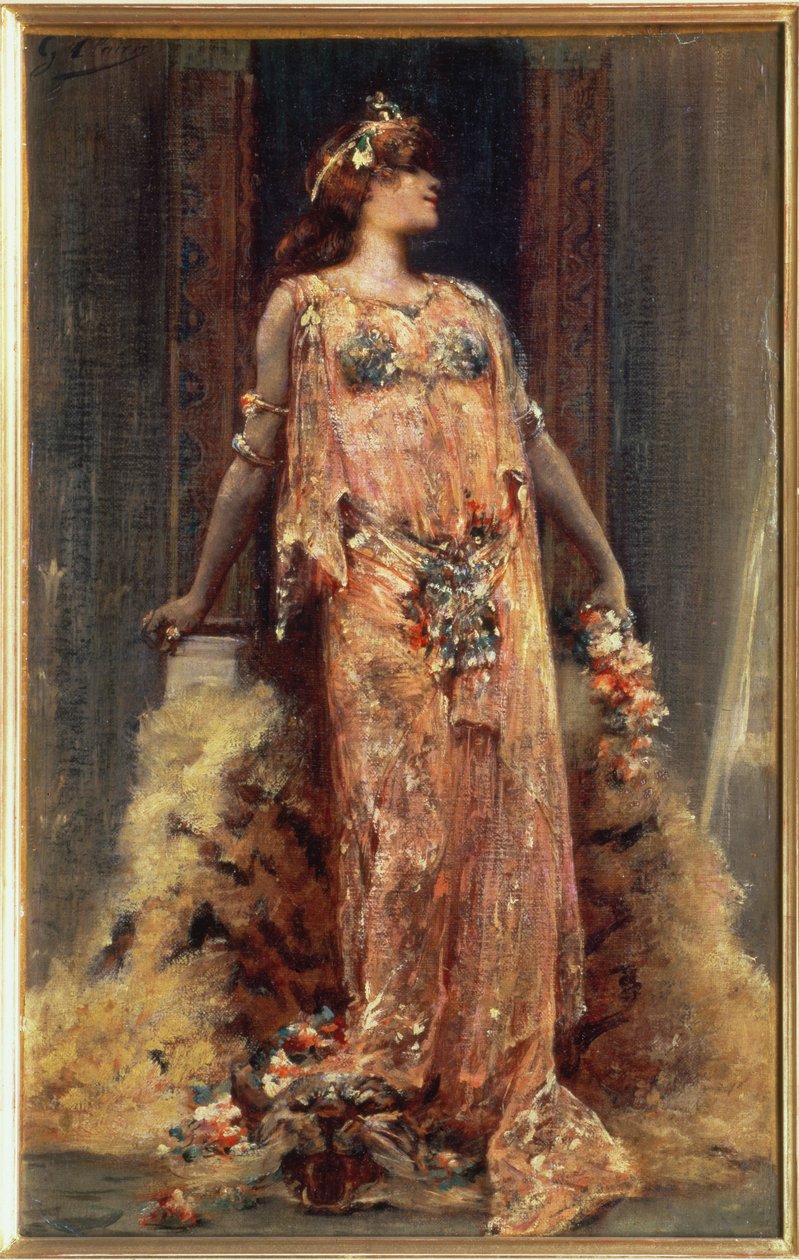 Sarah Bernhardt (1844-1923) Kleopatra rolünde by Georges Clairin