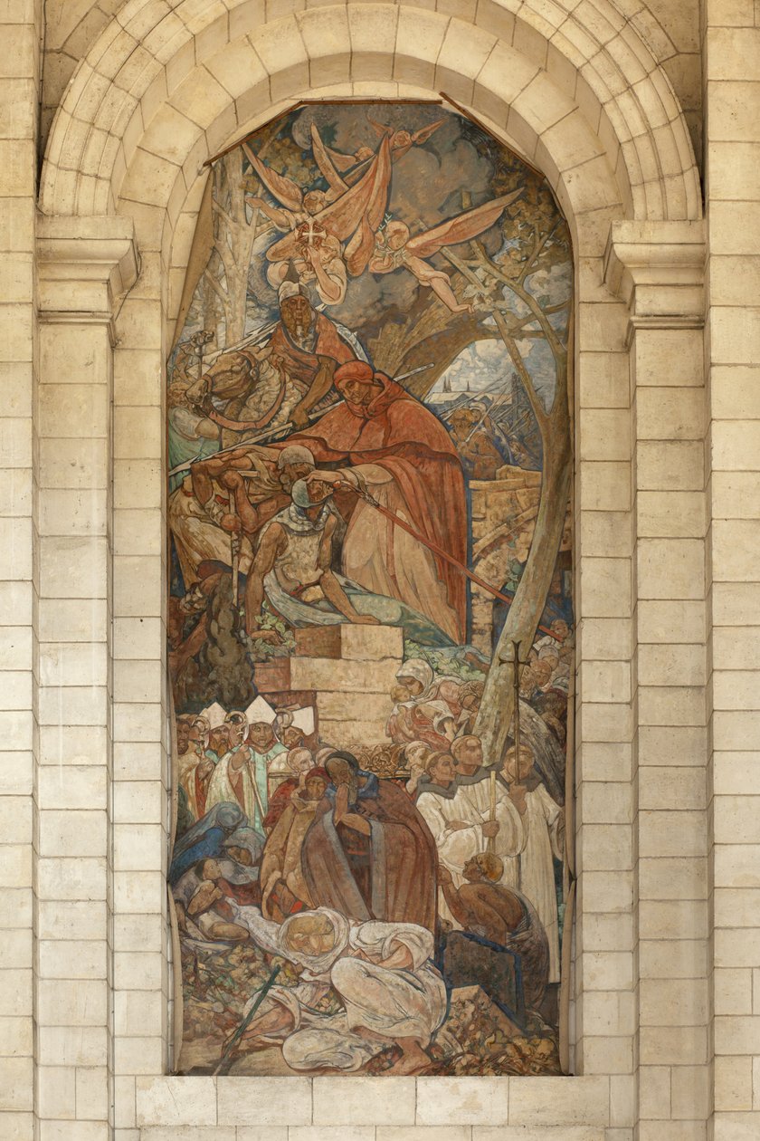Katedral. Eski manastır kilisesi (Abbaye Saint-Vaast). İç mekan. Güney transept. Duvar boyama. by Georges Desvallieres