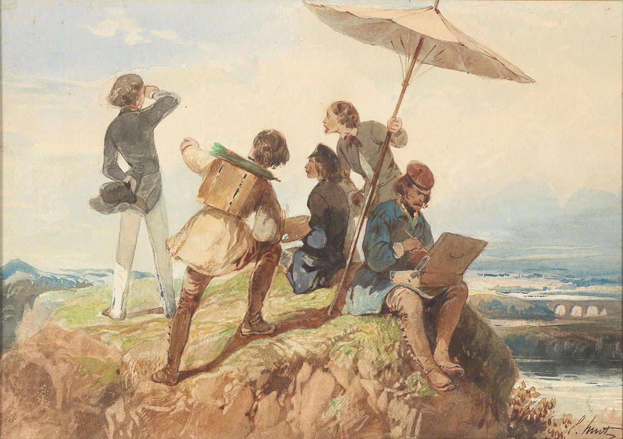 En plein hava ressamları. by Georges Eugène Huot