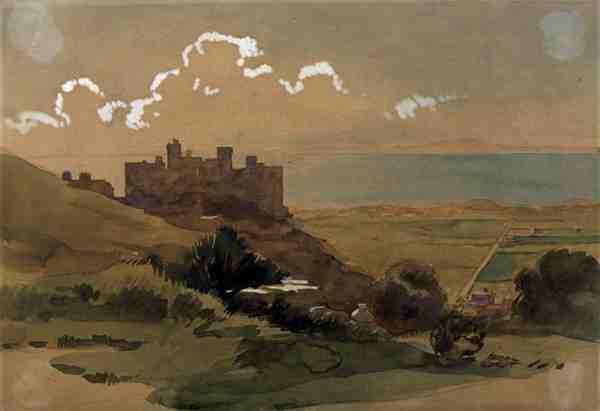 Harlech Kalesi, c.1913 (suluboya) by Georges Gascoyne