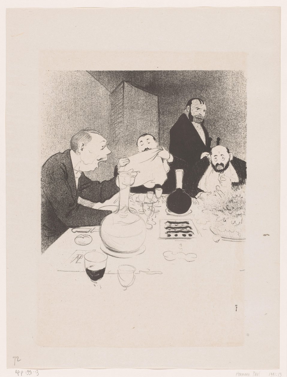 Mannen aan tafel tijdens een akşam Yemeği Süslenir ve arkadaşları ona bir ziyafet sunar (orijinal adı) Doğanın muhteşem manzaraları; Bay Any'nin hayatı (orijinal seri adı) by Georges Hermann Rene Paul
