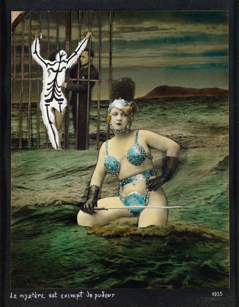 Le mystere est muaf de pudeur (Gizem terbiyeden muaftır), 1935 (kağıt üzerinde kolaj ve guaj) by Georges Hugnet
