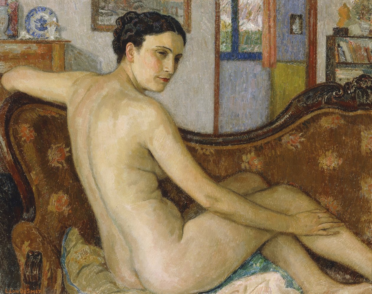 Köpeğiyle Yıkanan; Köpeğiyle Yıkanan Adam - De Baadster, Hondje ile tanıştı, by Georges Lemmen