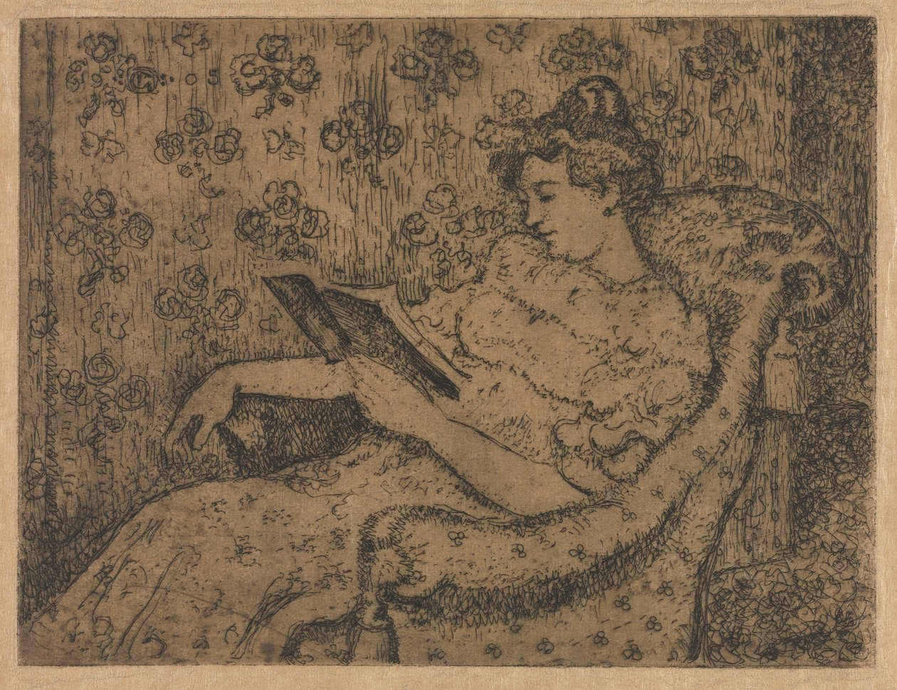 oturan kadın, okuma by Georges Lemmen