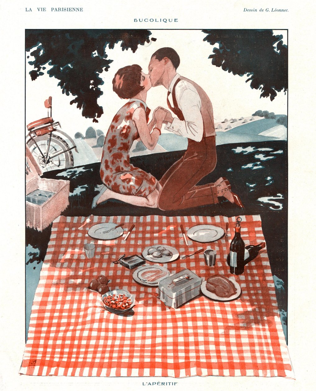 'La Vie Parisienne'den 'Bucolic' illüstrasyonu by Georges Leonnec