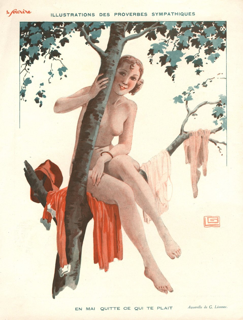 Mayıs ayında dilediğinizi bırakın, 'Le Sourire'den illüstrasyon by Georges Leonnec