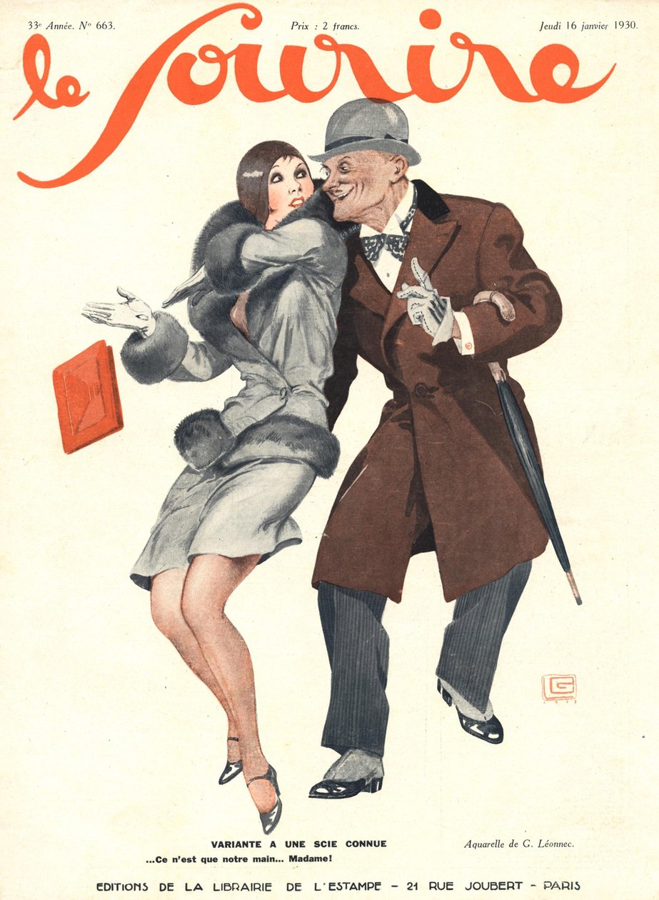 'Le Sourire' ön kapağı, Ocak 1930 (renkli lito) by Georges Leonnec
