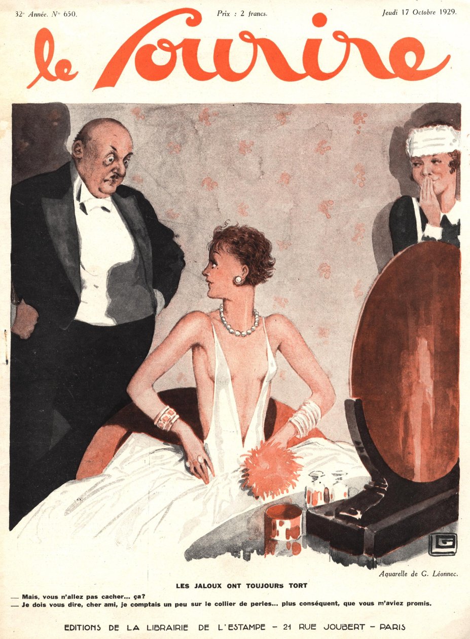 'Le Sourire' ön kapağı, Ekim 1929 (renkli taş baskı) by Georges Leonnec