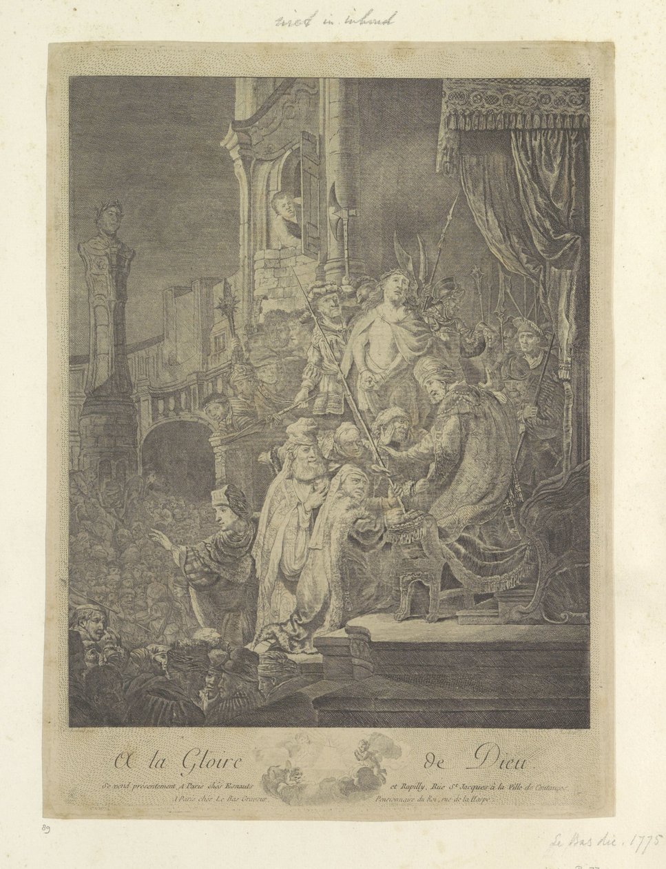 Christus voor Pilatus: grote plaat To the Glory of God (nesne üzerindeki başlık) Seksen beş orijinal baskı koleksiyonu (seri başlığı) by Georges Malbeste