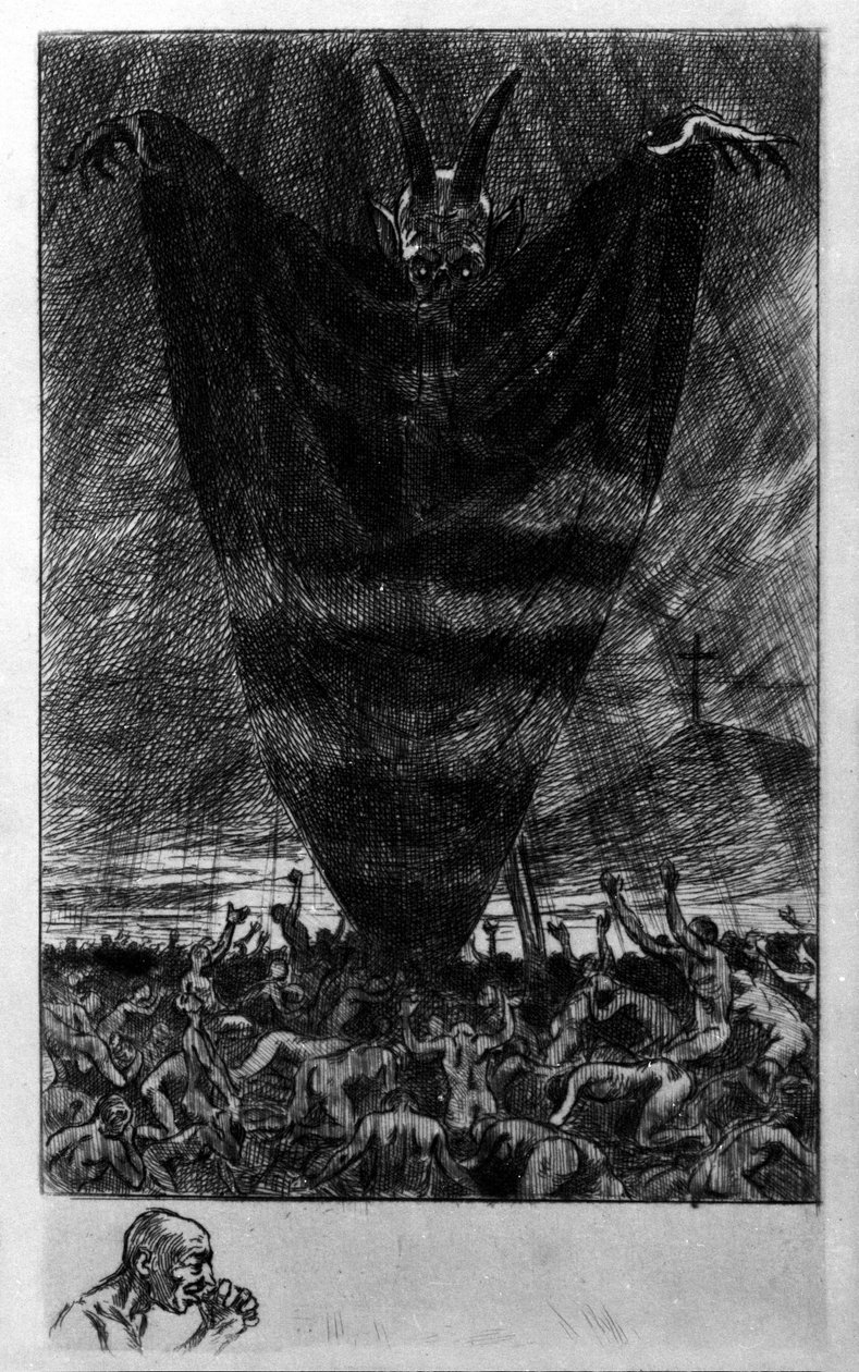 Georges Antoine Rochegrosse (1859-1938), şair Charles Baudelaire (1821-1867) tarafından “” Hymne a Satan” için “Les fleurs du mal” da illüstrasyon by Georges Marie Rochegrosse