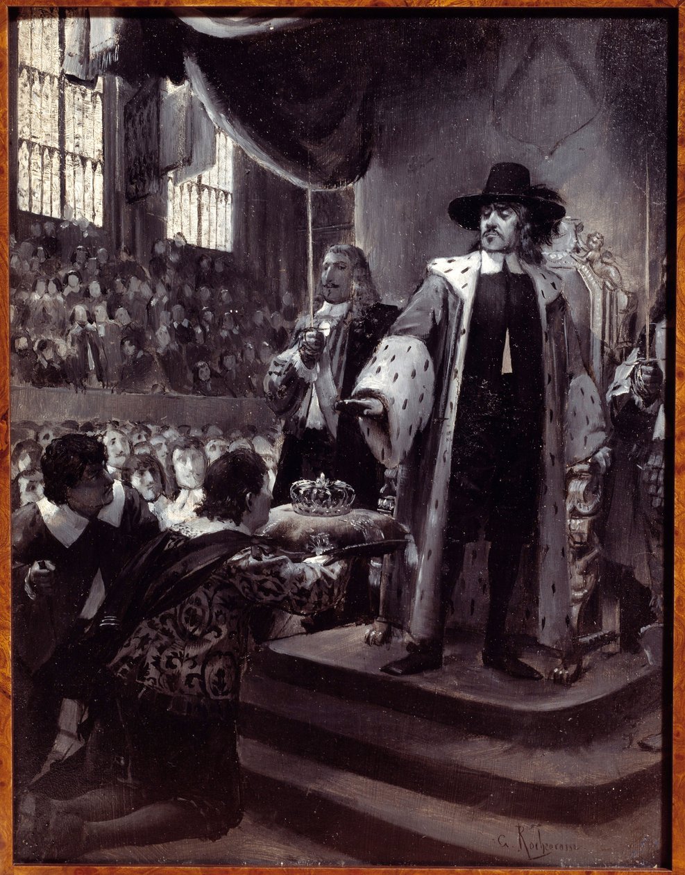 Olivier Cromwell (1599-1658) tacı reddediyor Büyük Britanya Cumhuriyeti