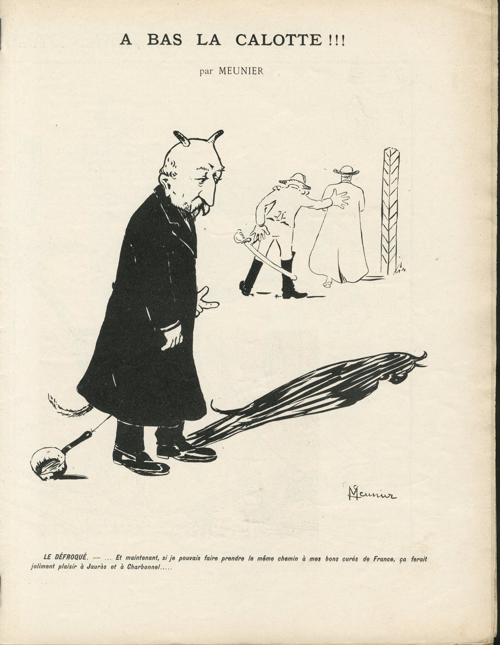 Georges Meunier'in (1869-1934) Le Panache'deki çizimi, kralcı dergi illustree, 20/01/04 - Kraliyetçilik, Din İnancı - Combes Emile, Şeytan - Hayvanlaştırma by Georges Meunier