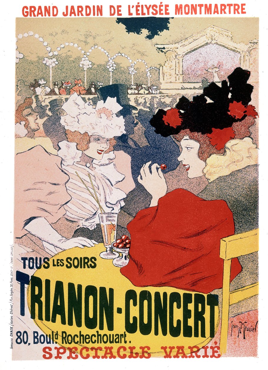 Paris kabaresi Elysee Montmartre bahçesindeki Trianon konserindeki gösteriler için poster, 1900 c. by Georges Meunier