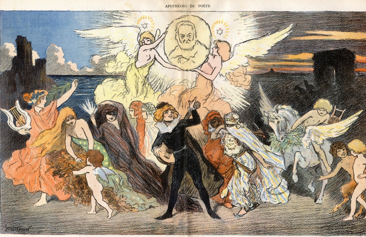 Şairin tanrılaştırılması, doğumunun yüzüncü yılını kutlamak için bir saygı duruşu olan Victor Hugo (1802-1885) by Georges Meunier