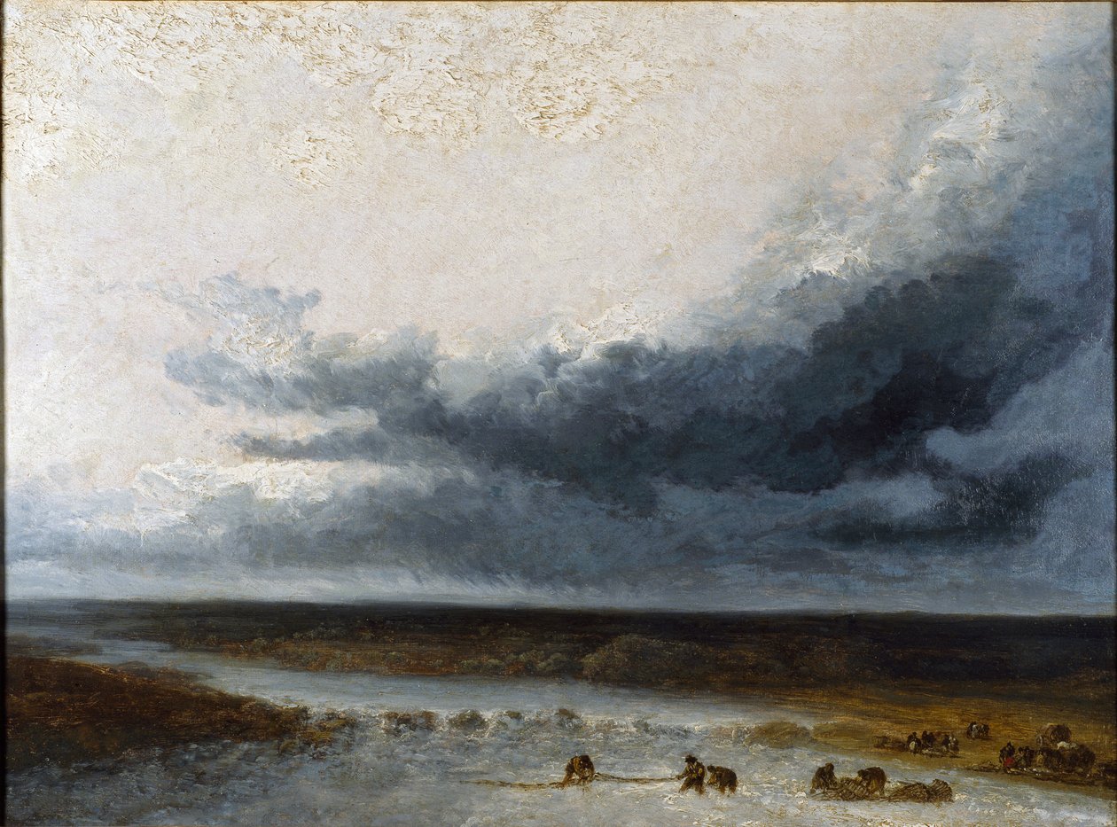 Bir Nehrin Ağzında Balıkçılarla Manzara, 19. Yüzyılın Başları by Georges Michel