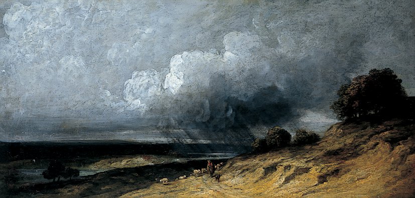 Montmartre Üzerindeki Fırtına, yaklaşık 1763 - 1843 (kağıt üzerine yağlı boya) by Georges Michel