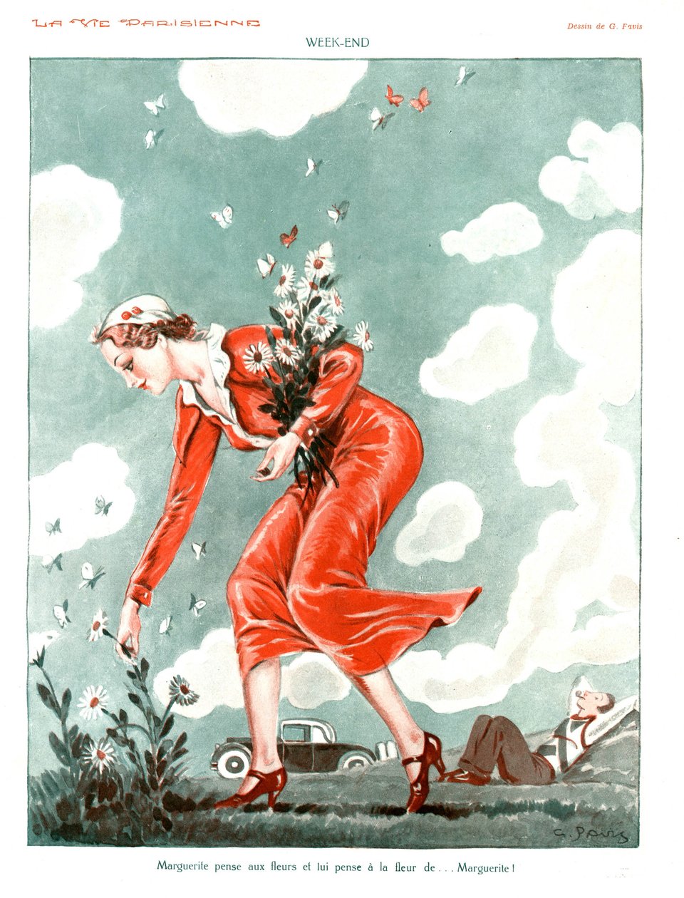 Hafta sonu, 'La Vie Parisienne'den illüstrasyon by Georges Pavis