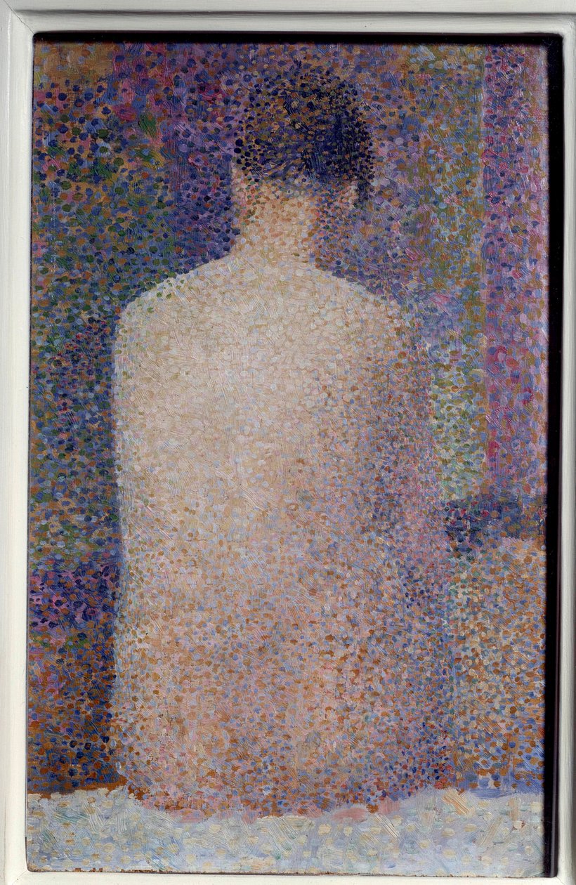 Georges Seurat (1859-1891) 1887 Sun tarafından Arka Döşeme Tablosu. 0,24x1,55 m Paris, Orsay Müzesi - Model, Arkadan Görünüm. Georges Seurat (1859-1891) 1887 tarafından yapılan tablo. 0.24 x 1.55 m. Orsay Müzesi, Paris by Georges Pierre Seurat
