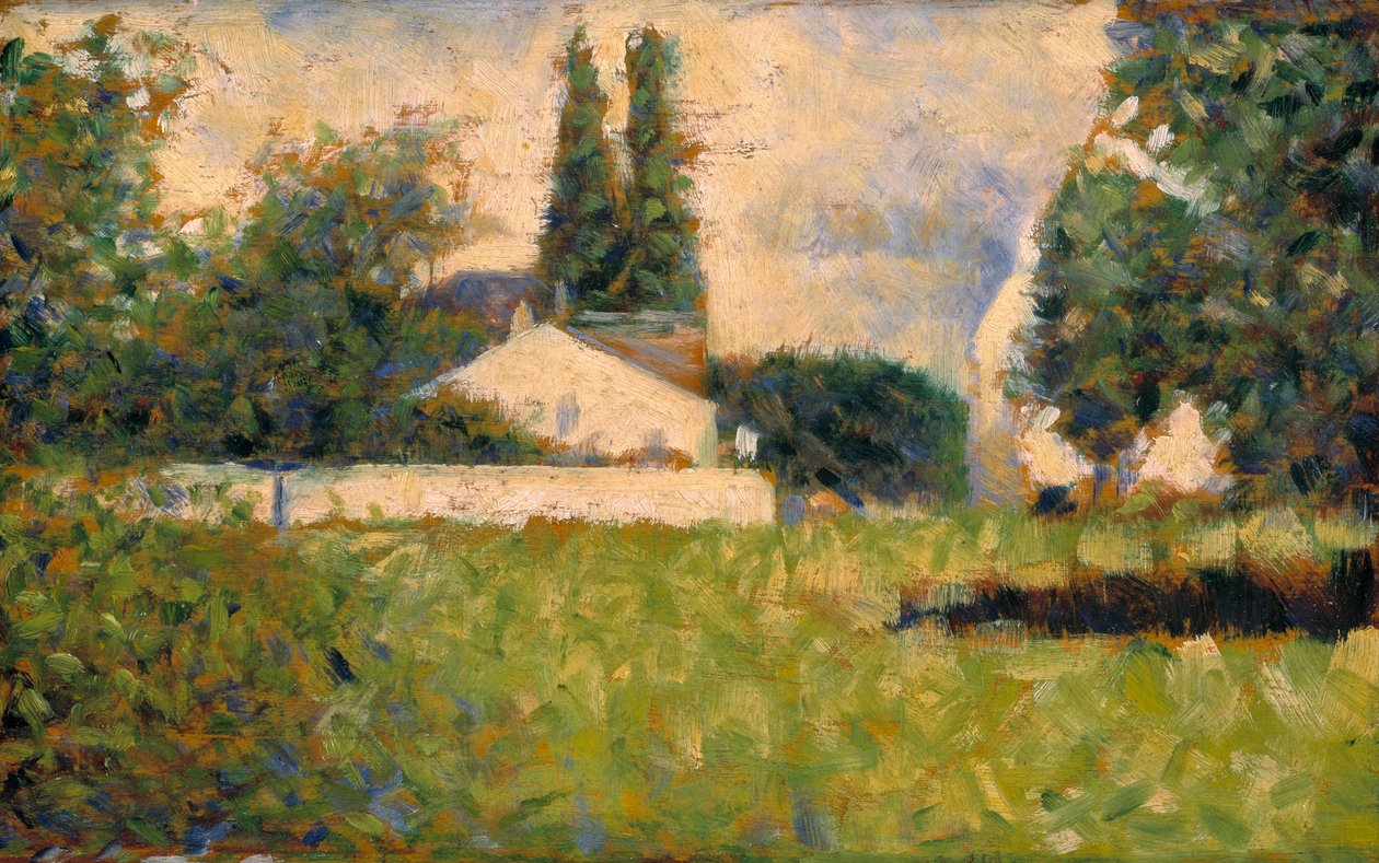 Ağaçların arasındaki ev / Maison dans les Arbres, 1883 dolayları (panel üzeri yağlıboya) by Georges Pierre Seurat