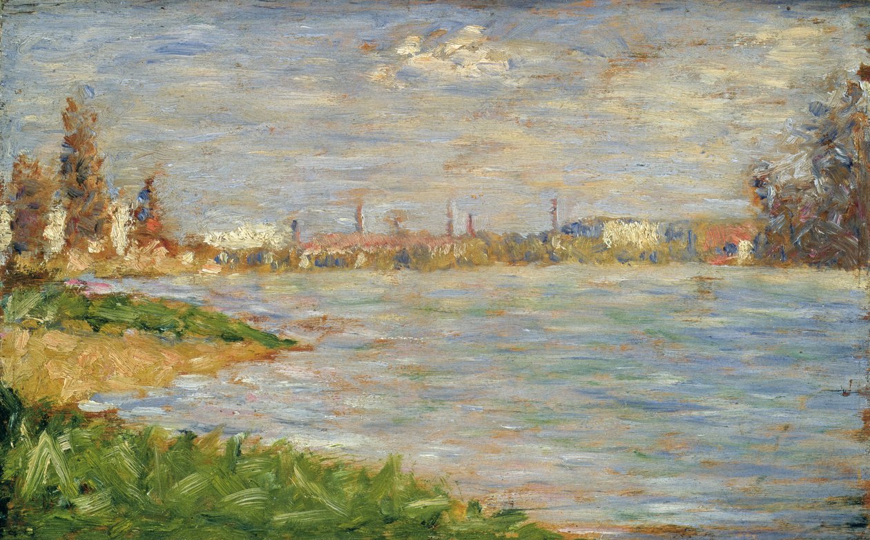 The River Banks, 1883 dolayları (panel üzeri yağlıboya) by Georges Pierre Seurat