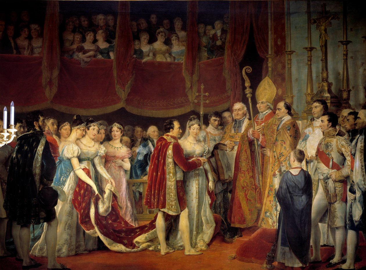 Napolyon I'in (1769-1821) Habsburg-Lorraine'li arşidüşes Marie Louise (1791-1847) ile dini evliliği, 2/04/1810, Salon carre du Louvre'da Georges Rouget (1783-1869) 19. yüzyıl Güneşi. 3,67x4,94 m. - Napolyon I'in dini evliliği (17) by Georges Rouget
