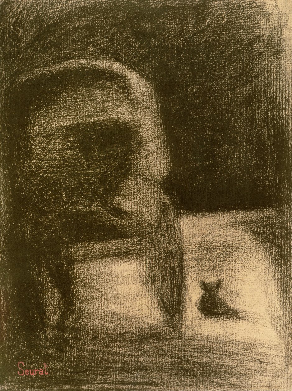 Araba ve Köpek, c.1882-84 (Kağıt üzerinde Conté pastel boya) by Georges Seurat