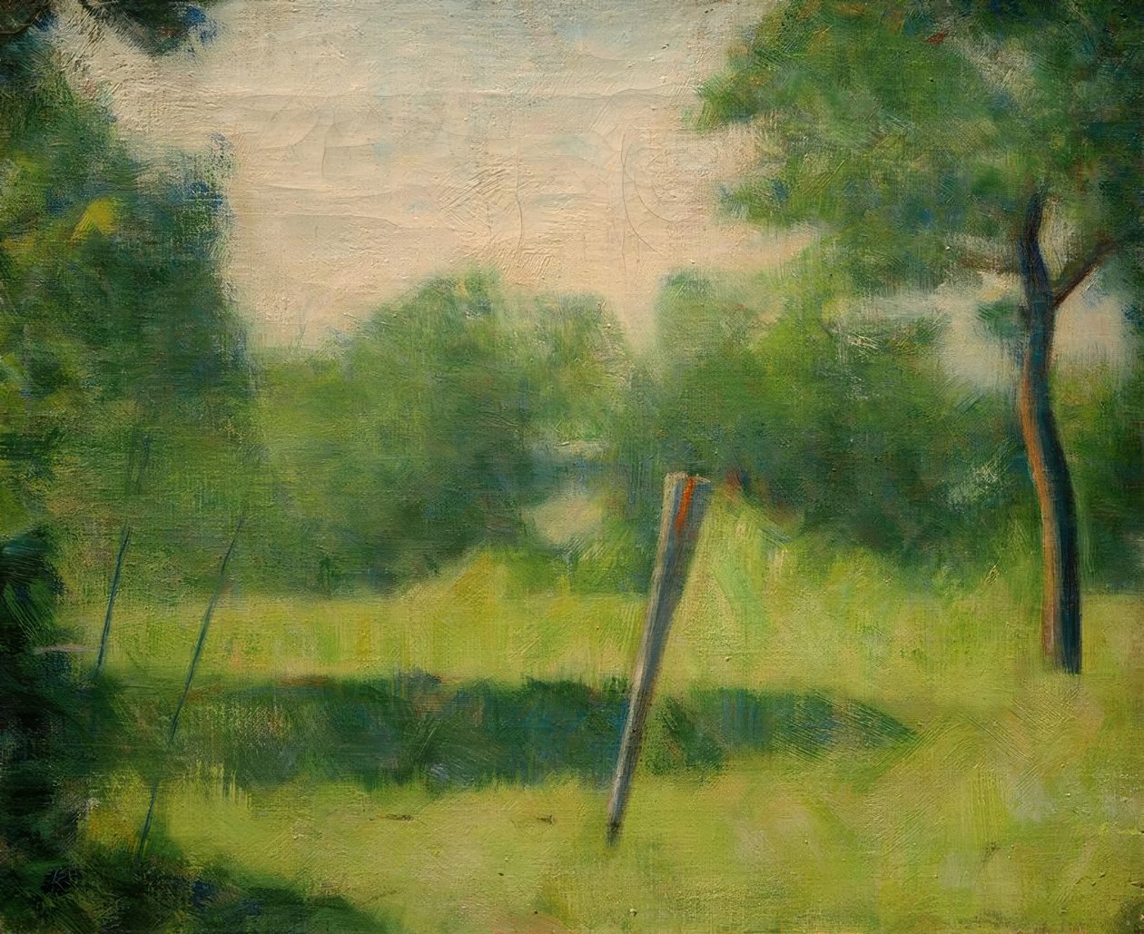 Paysage au pike (bir direkli manzara) by Georges Seurat