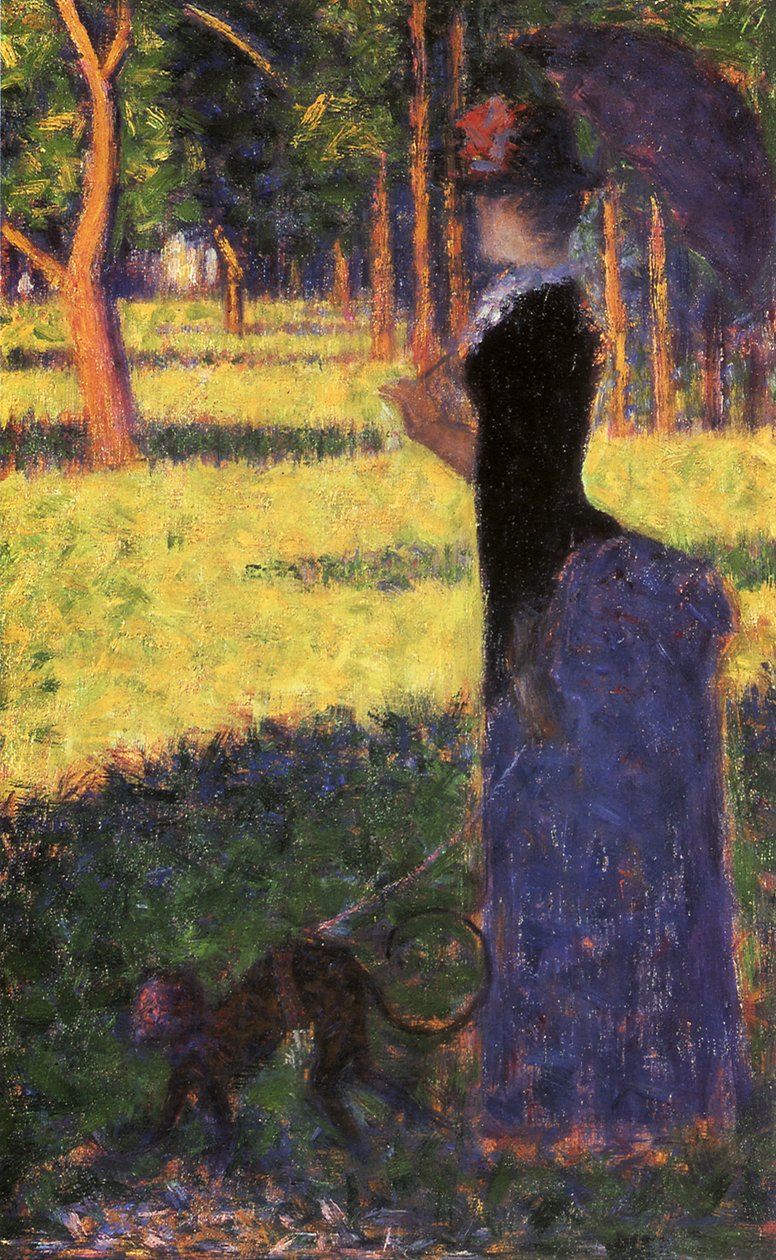 La Grande Jatte için Çalışma: Maymunlu Kadın, 1884 by Georges Seurat