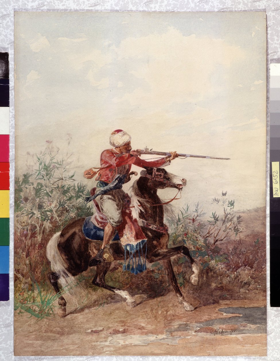 Oryantalizm: “” At çeken süvari”” Georges Washington (1827-1910) tarafından yapılan resim Zorunlu söz: Koleksiyon fondasyonu, Provence, Marsilya by Georges Washington