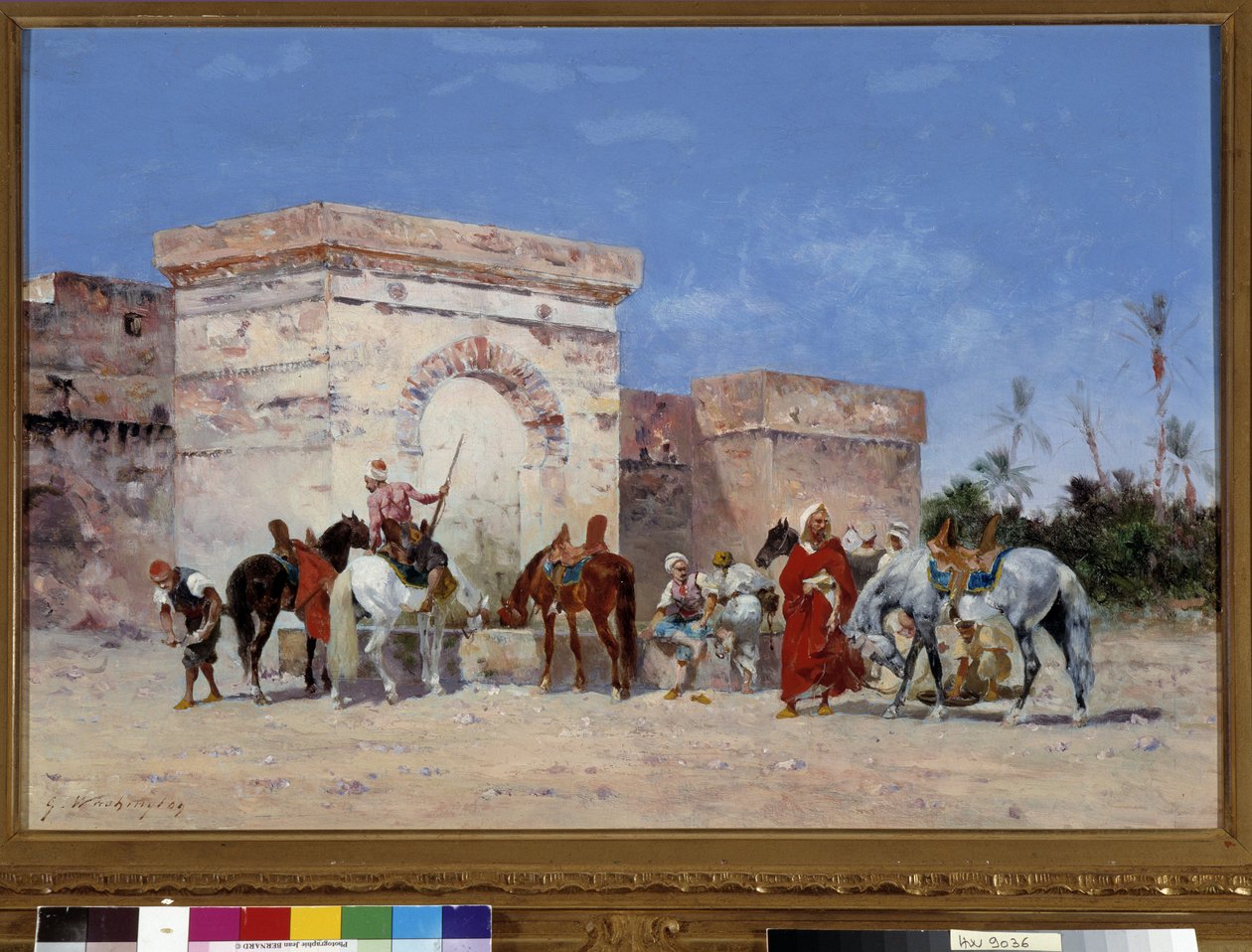 Untitled Break, çölde bir vaha kaynağına sahip. Georges Washington (1827-1910) tarafından yapılan resim Zorunlu söz: Koleksiyon vakfı de Provence, Marsilya