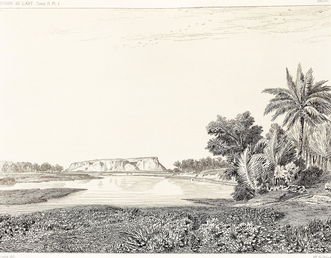 Irak, Babil görünümü, F, Thomas tarafından Georges Perrot (1832-1914) ve Charles Chipiez (1835-1901) tarafından yapılan gravürden çizim, Histoire de l