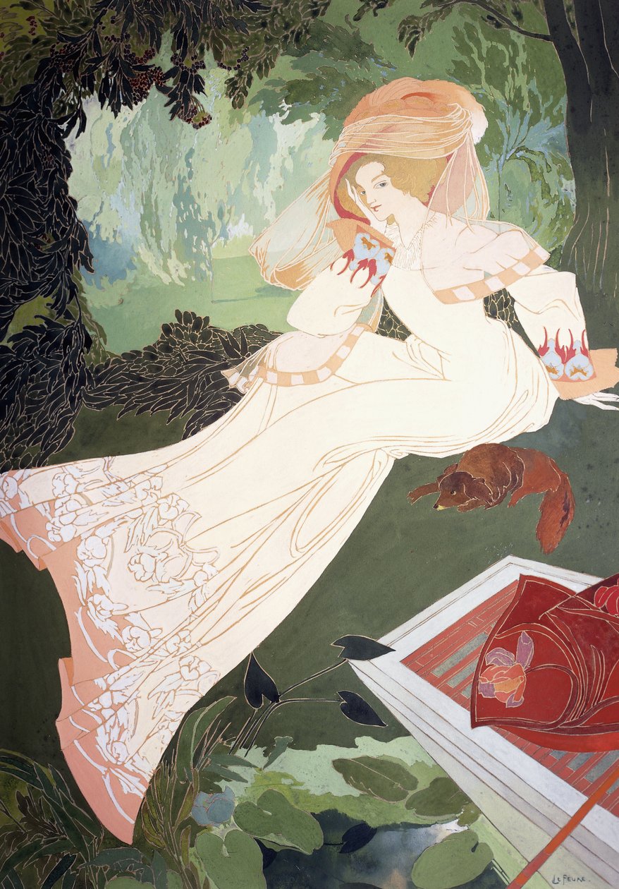Köpekli Zarif Bir Bayan by Georges de Feure
