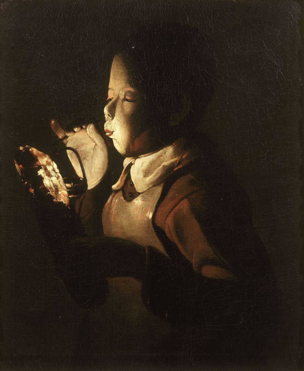 Lambaya Üfleme Çocuk by Georges de La Tour