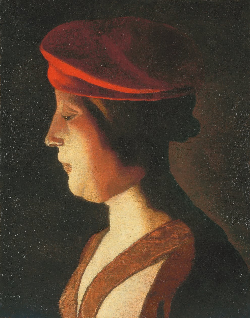 Bir kadının başı; bir parça (tuval üzerine yağlı boya) by Georges de La Tour