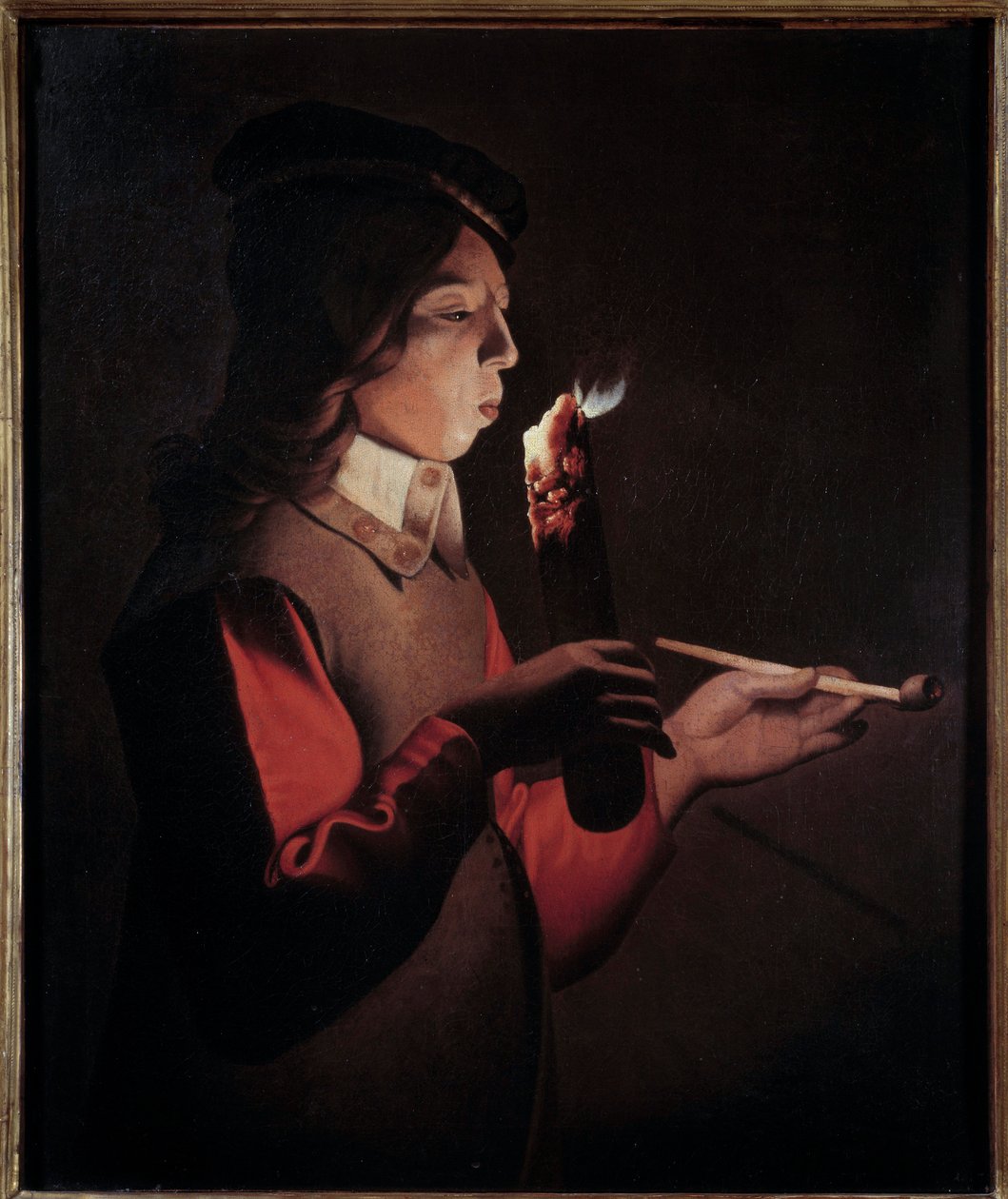 Sigara içen genç Georges de La Tour (1593-1652) by Georges de La Tour
