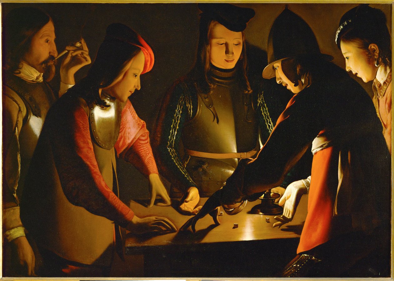 The Dice Players (tuval üzerine resim) by Georges de la Tour