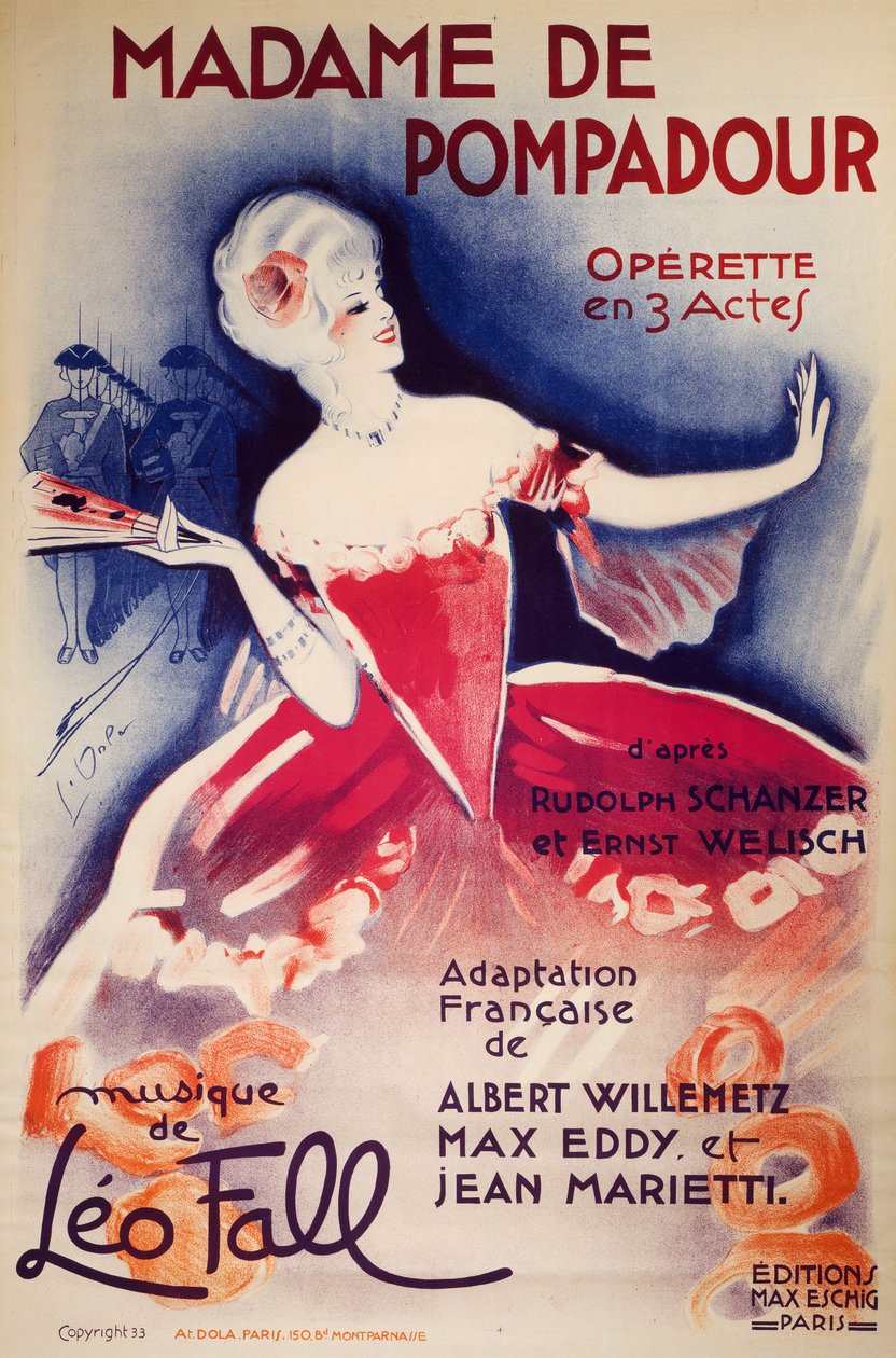 Madame De Pompadour için afiş, operet, Albert Willemetz, Max Eddy ve Jean Marietti