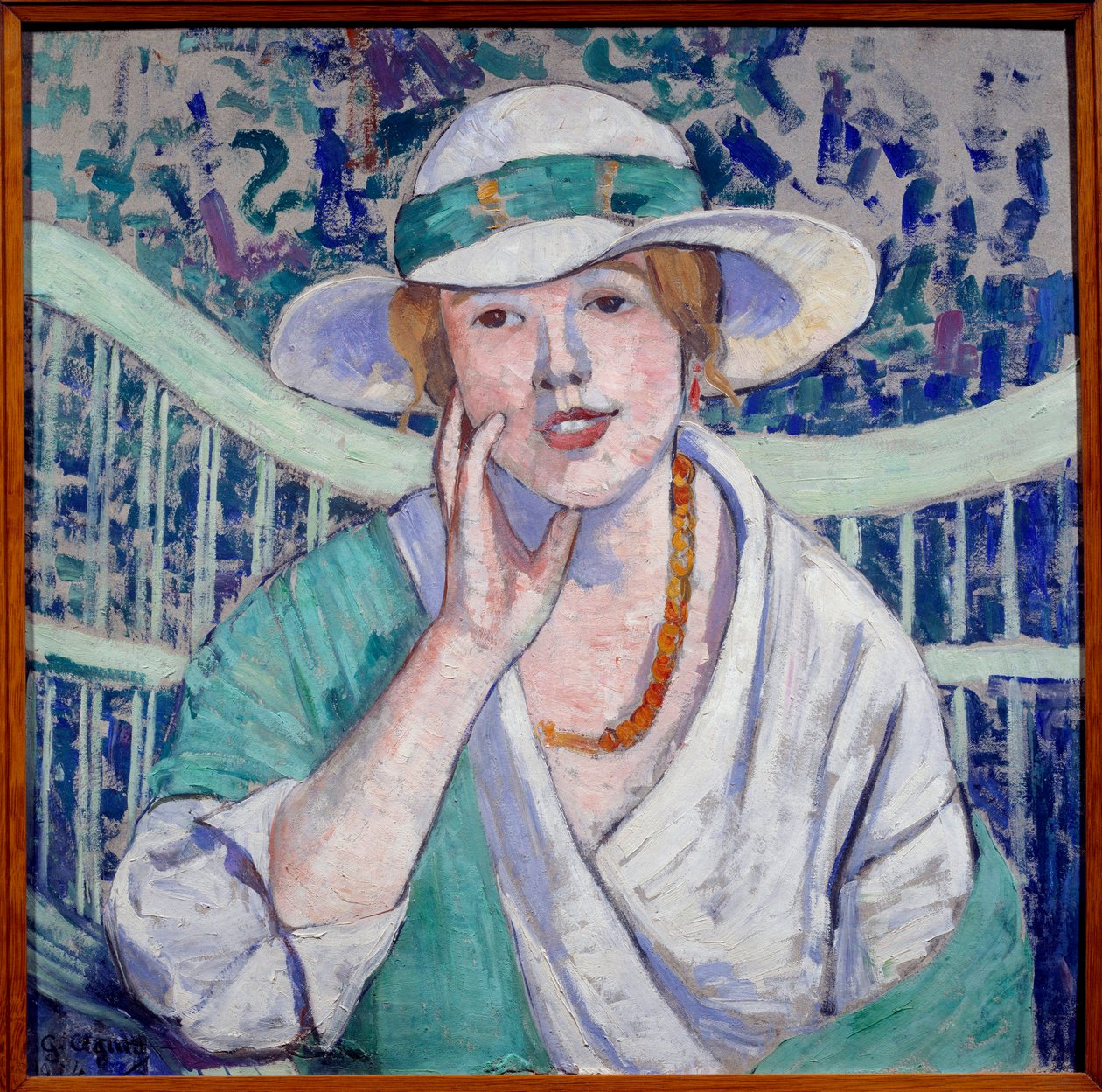 Beyaz ve Yeşil Şapkalı Kadın Portresi Georgette Agutte (1867-1922) 1914 Grenoble, Musee des Beaux Arts by Georgette Agutte
