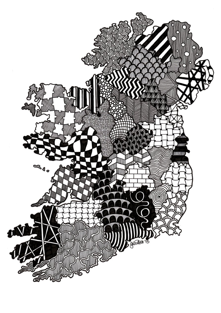 İrlanda, 2015 (bristol tahta üzerine mürekkep) by Georgina Naisbitt