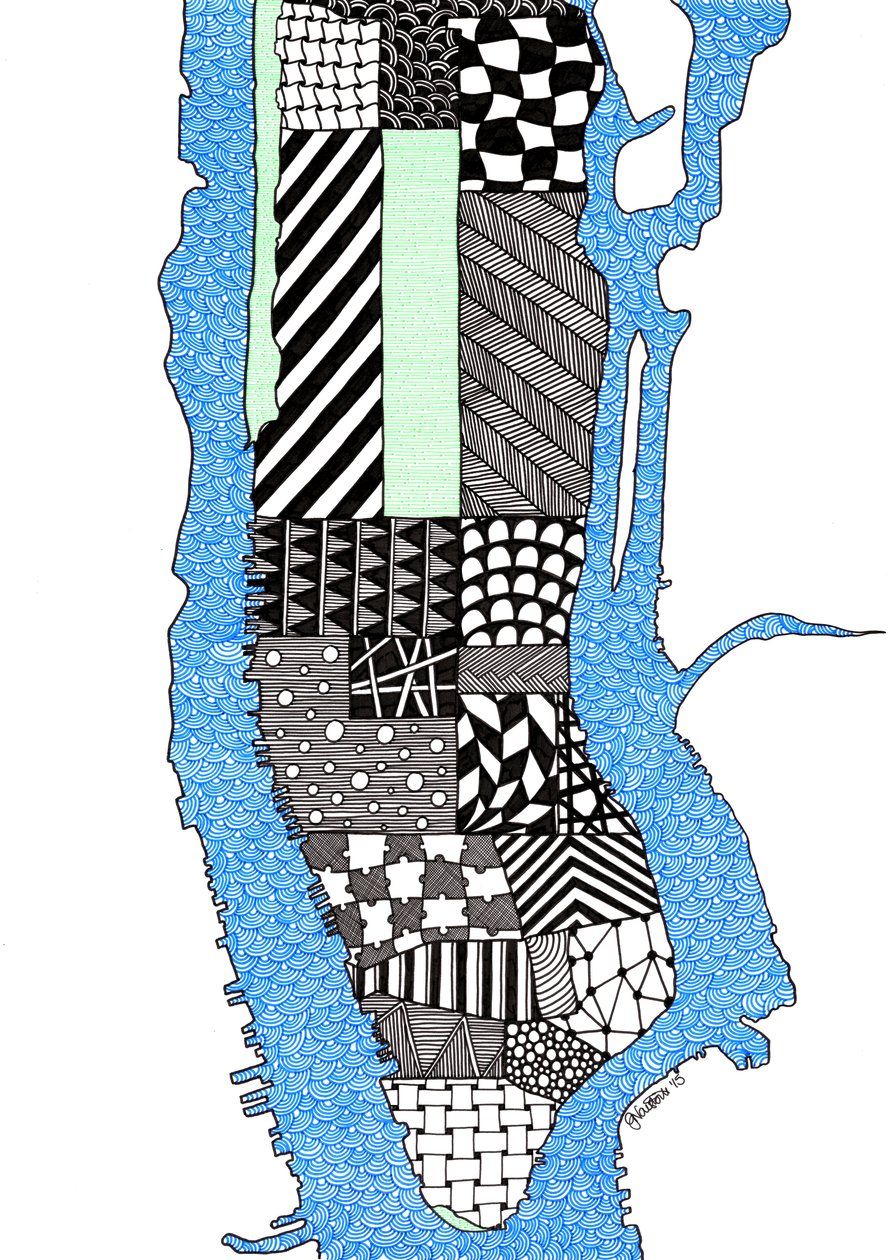 Manhattan, 2015 (bristol tahta üzerine mürekkep) by Georgina Naisbitt