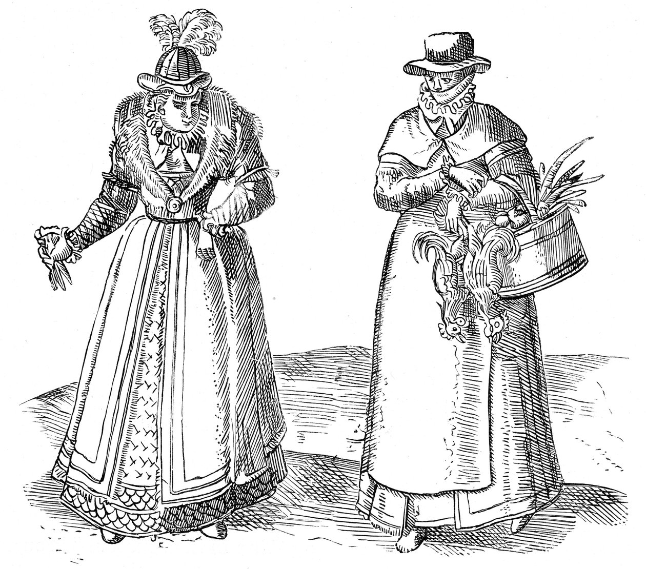 Mahkeme hanımı ile İngiliz taşralı kadın, 1572 by Georgius Braun
