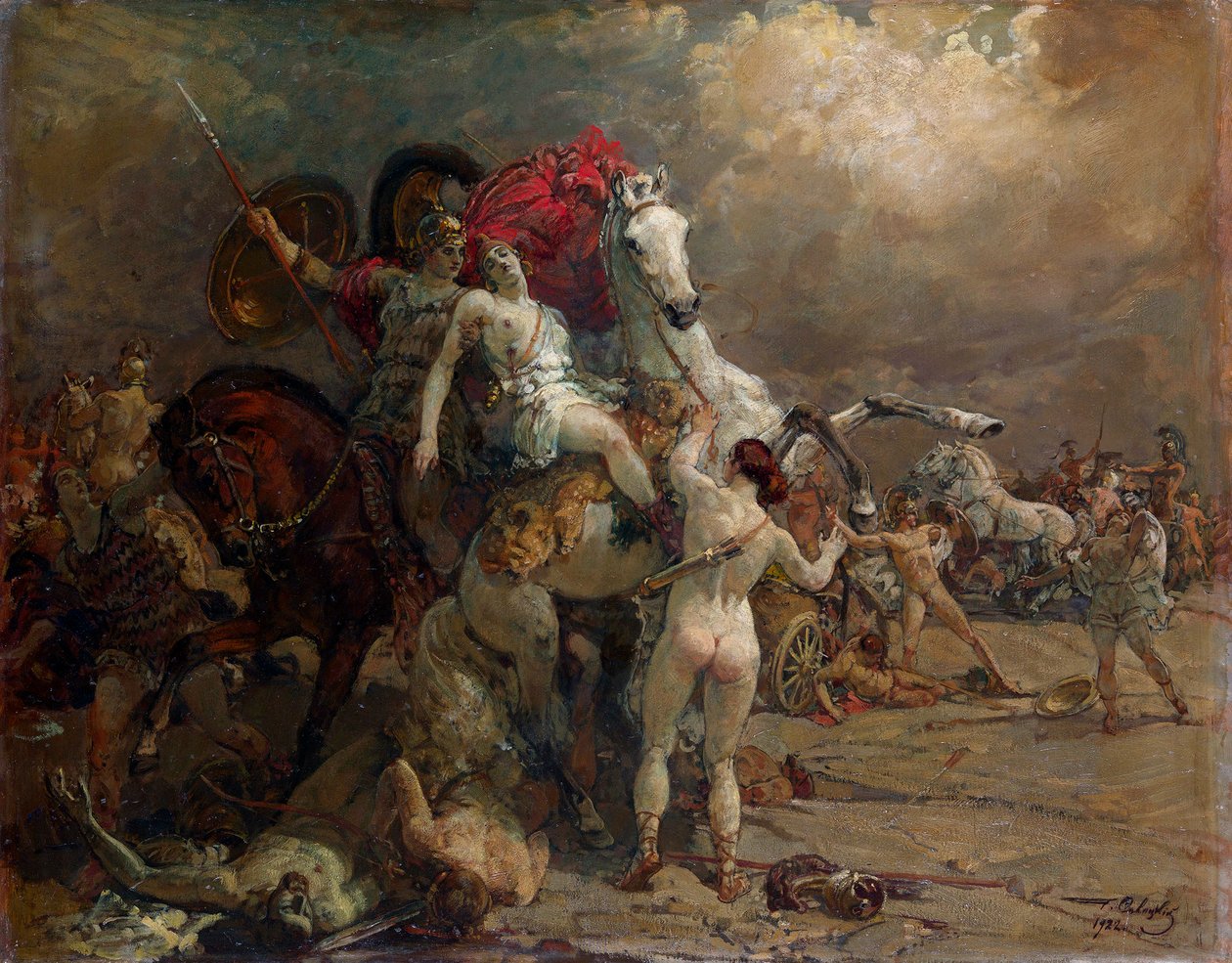 Yaralı kadın savaşçı Camille by Georgiy Konstantinovich Savitsky
