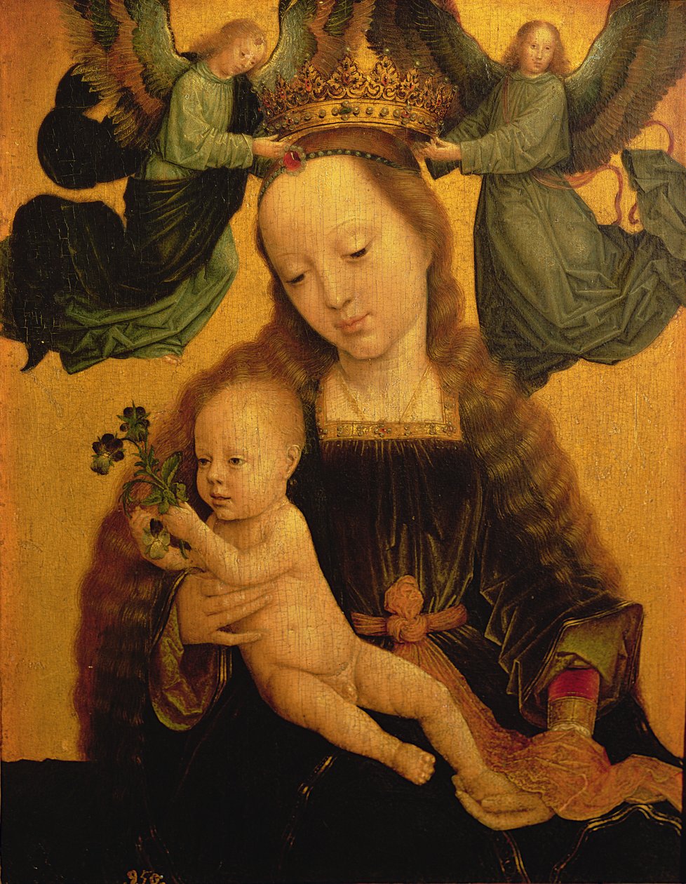 Madonna ve İki Melek Tarafından Taçlanan Çocuk, c.1520 by Gerard David