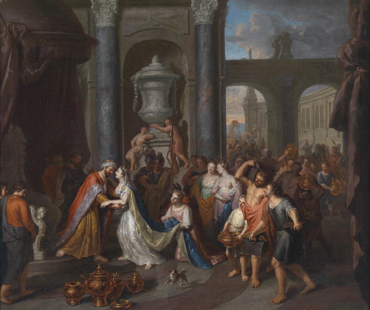 Das Zusammentreffen der Königin von Saba mit König Salomo by Gerard Hoet