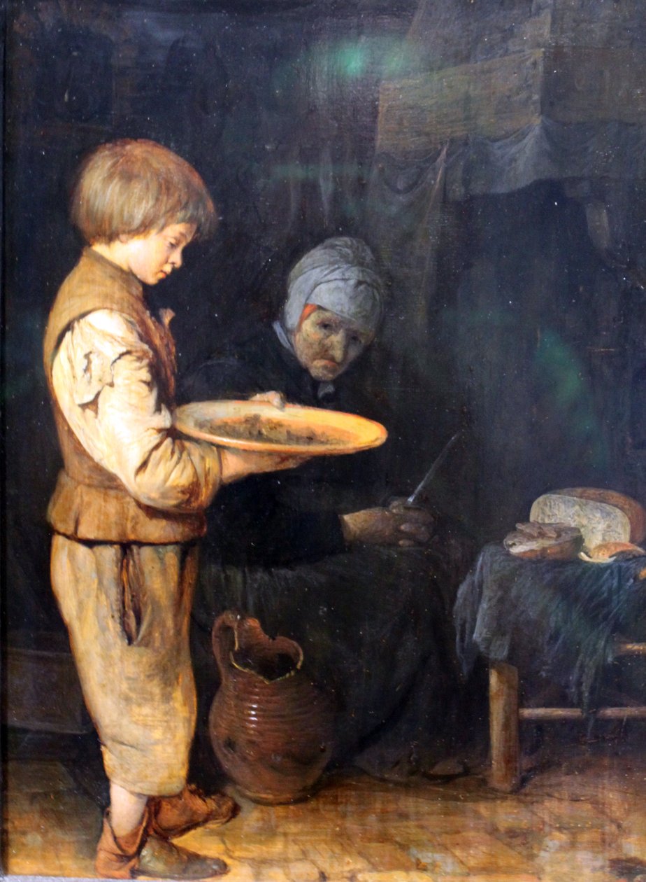 Yaşlı Kadın ve Oğlan Basit Bir Yemeği Paylaşıyor by Gerard ter Borch