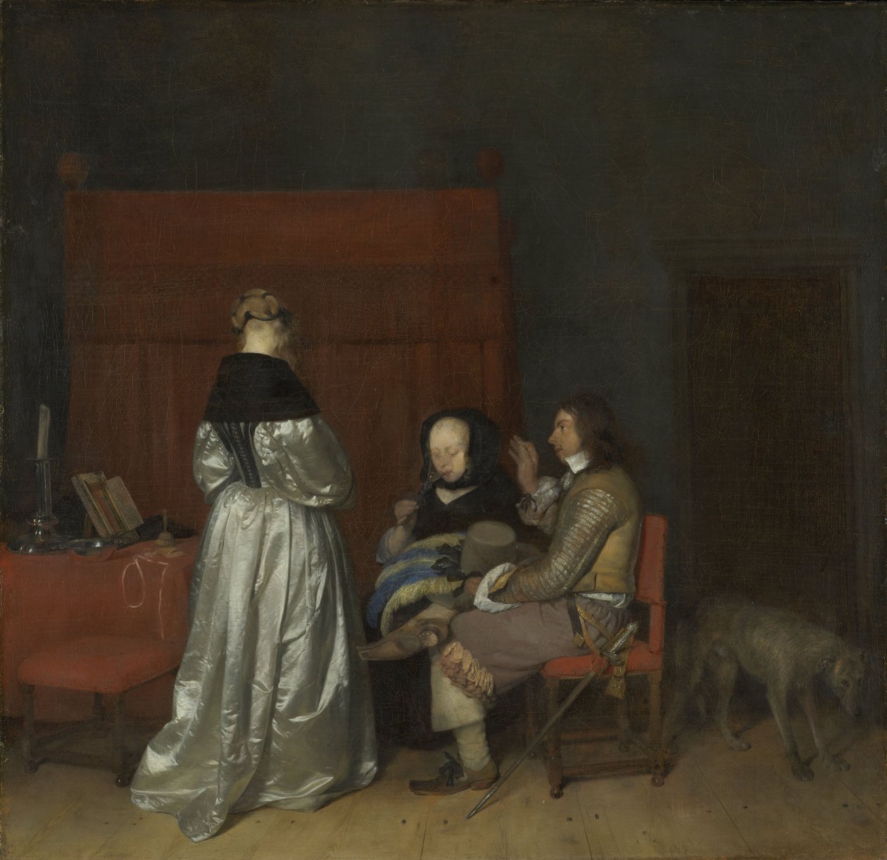 Gallant Conversation, "Paternal Admonition" olarak da bilinir, c.1654 by Gerard ter Borch