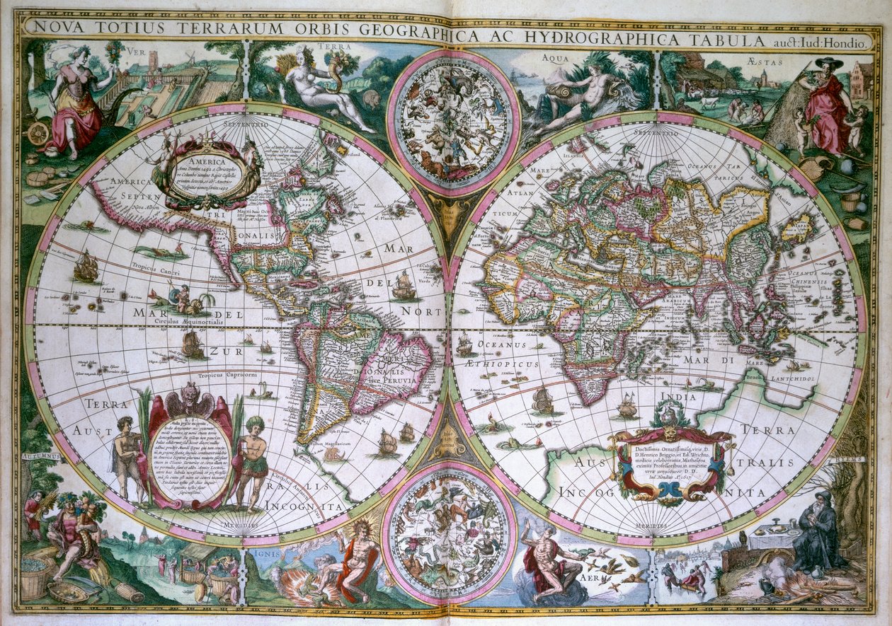 Dünya haritası. Yeni Dünya Haritası by Gerard (after) Mercator