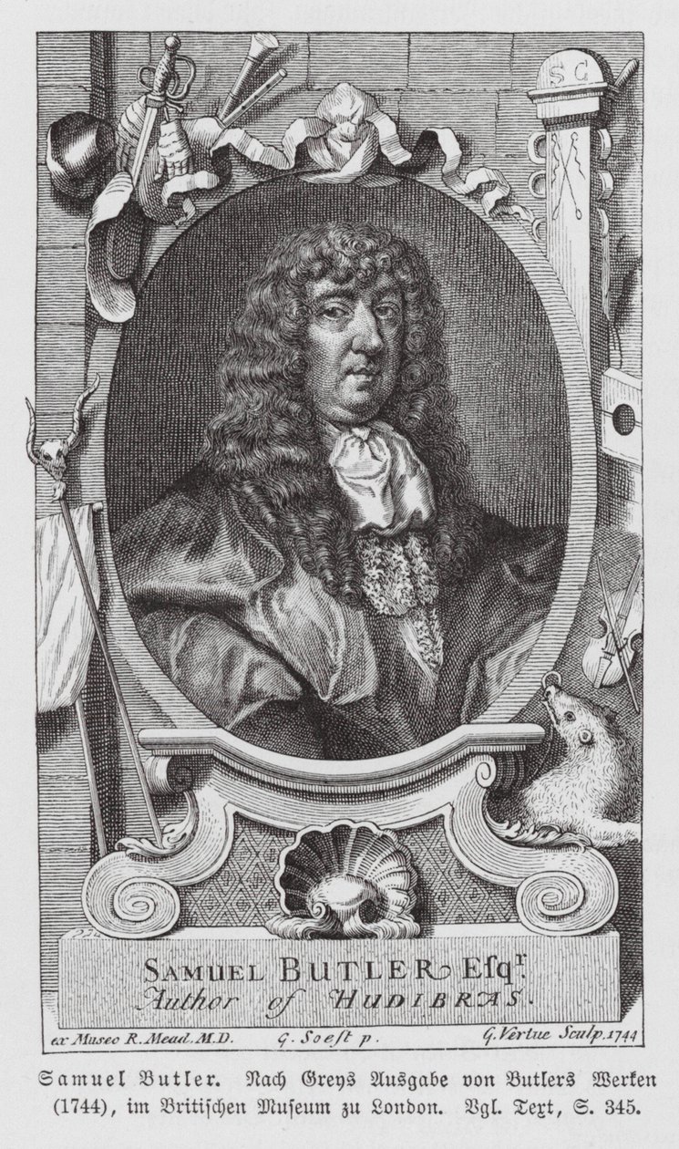 Samuel Butler, İngiliz şair (gravür) by Gerard (after) Soest