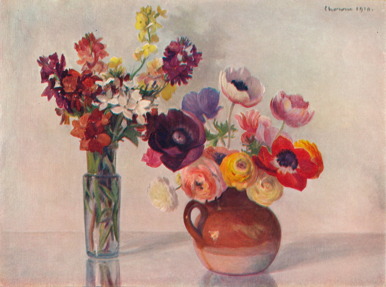Anemonlar ve Duvar Çiçekleri, c1909 by Gerard Chowne