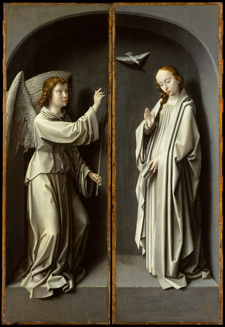 Başmelek Gabriel, Bakire Müjde, ca. 1510. by Gerard David